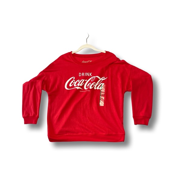 LAST ONE!! NWT Junior’s Coca-Cola Graphic Sweatshirt in Red - Size M - Picture 1 of 2